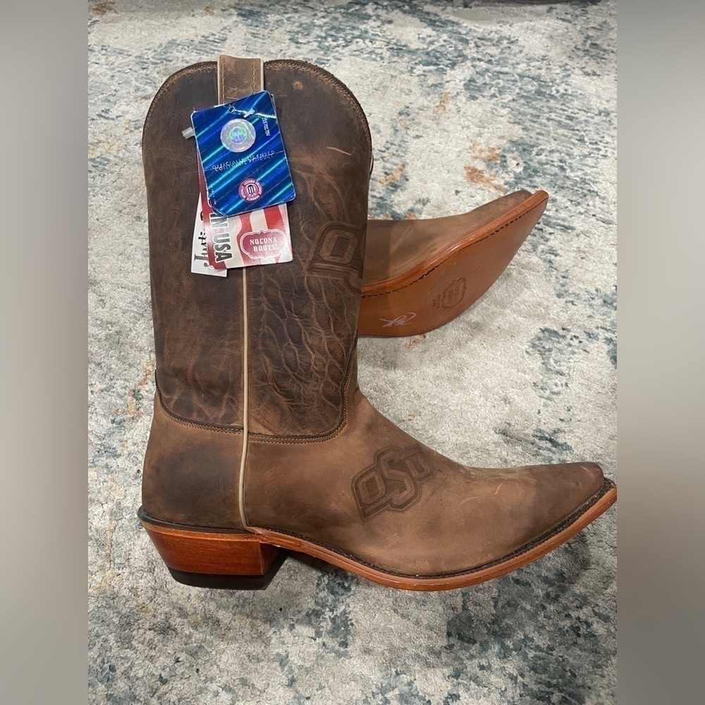 Nocona OSU Oklahoma State Cowboys Leather Western Boots Men’s 12 B NWT